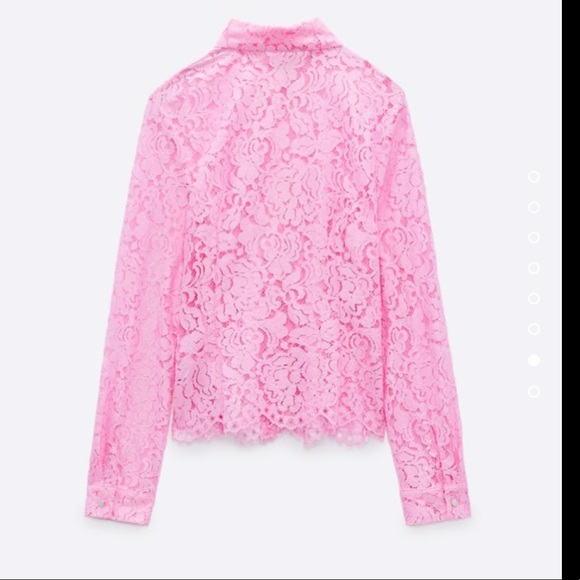 Zara Barbie pink semi sheer lace shirt - Picture 8 of 13
